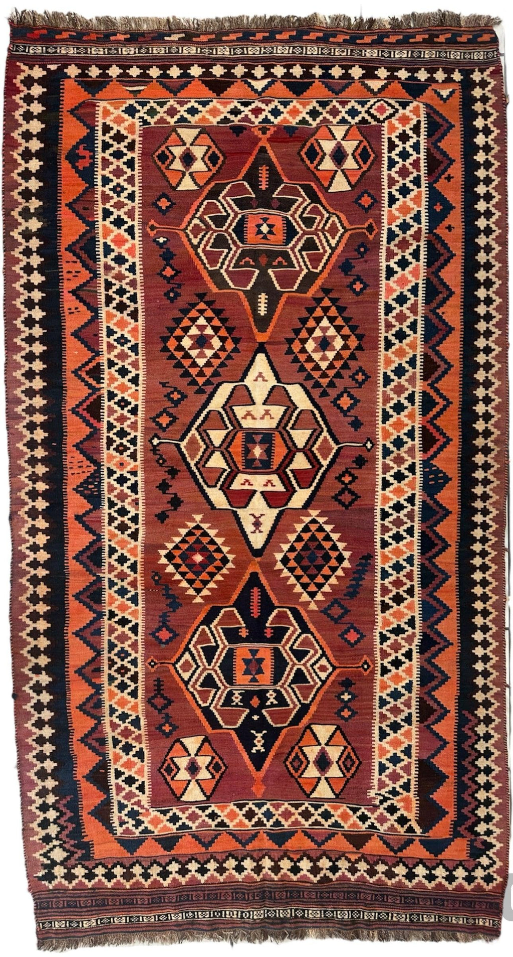 Persian Qashqai Wool Kilim 5'3" × 9'6"