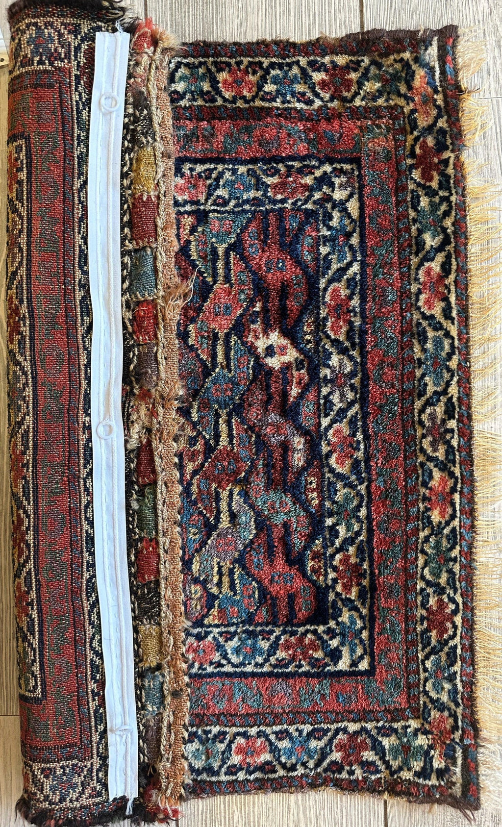 Antique Natural Dyes Small Kurdish Square Decorative Hanging Rug - 22" X 24"
