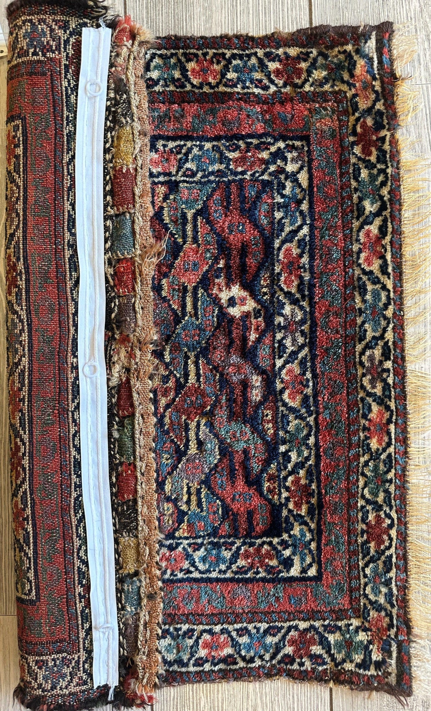 Antique Natural Dyes Small Kurdish Square Decorative Hanging Rug - 22" X 24"