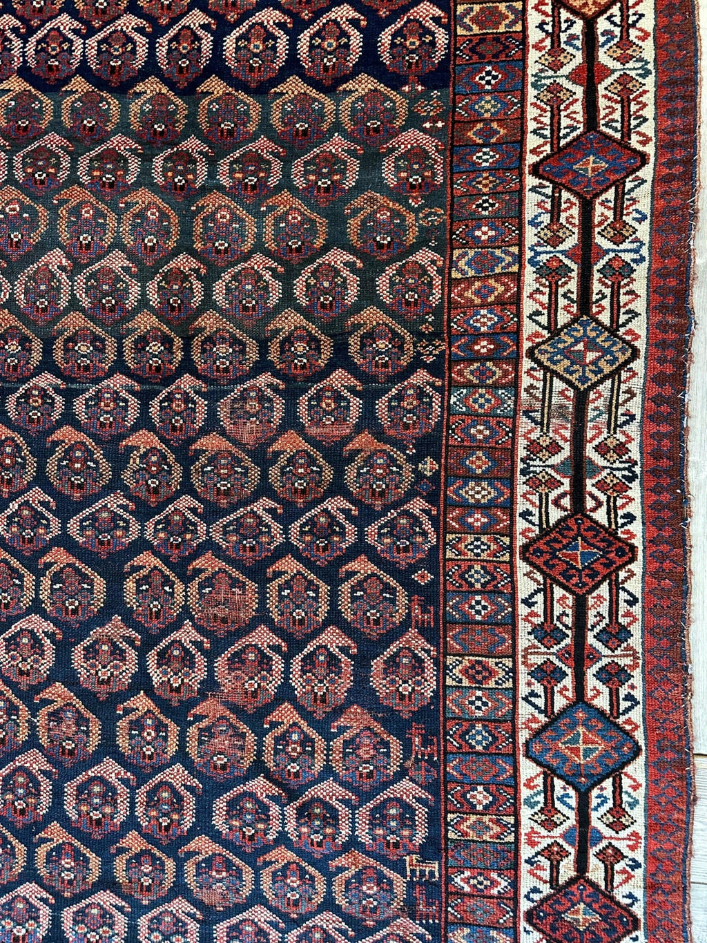Antique All Over Paisley Kurdish Afshar Rug 4'5" × 8'11"
