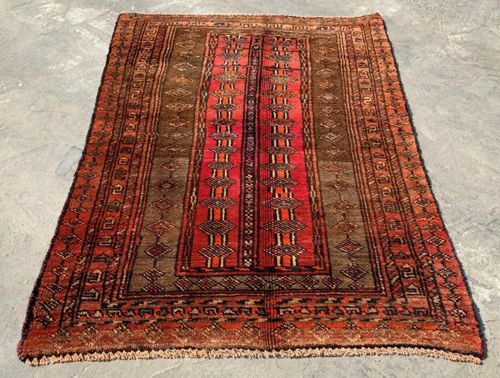 Elegant Vintage Afghani Taimani Balouch Area Rug 3'4" × 2'5"