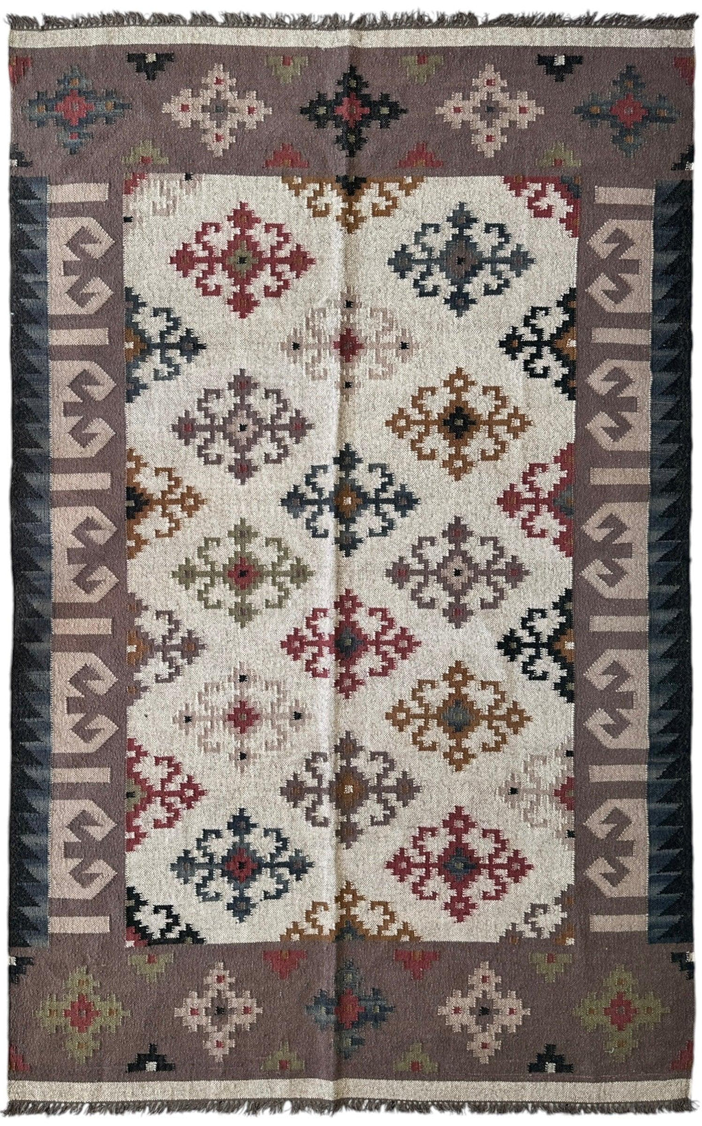 Beautiful Indo-Anatolian Geometric Kilim Flat Weave Rug 6'2" × 9'5"