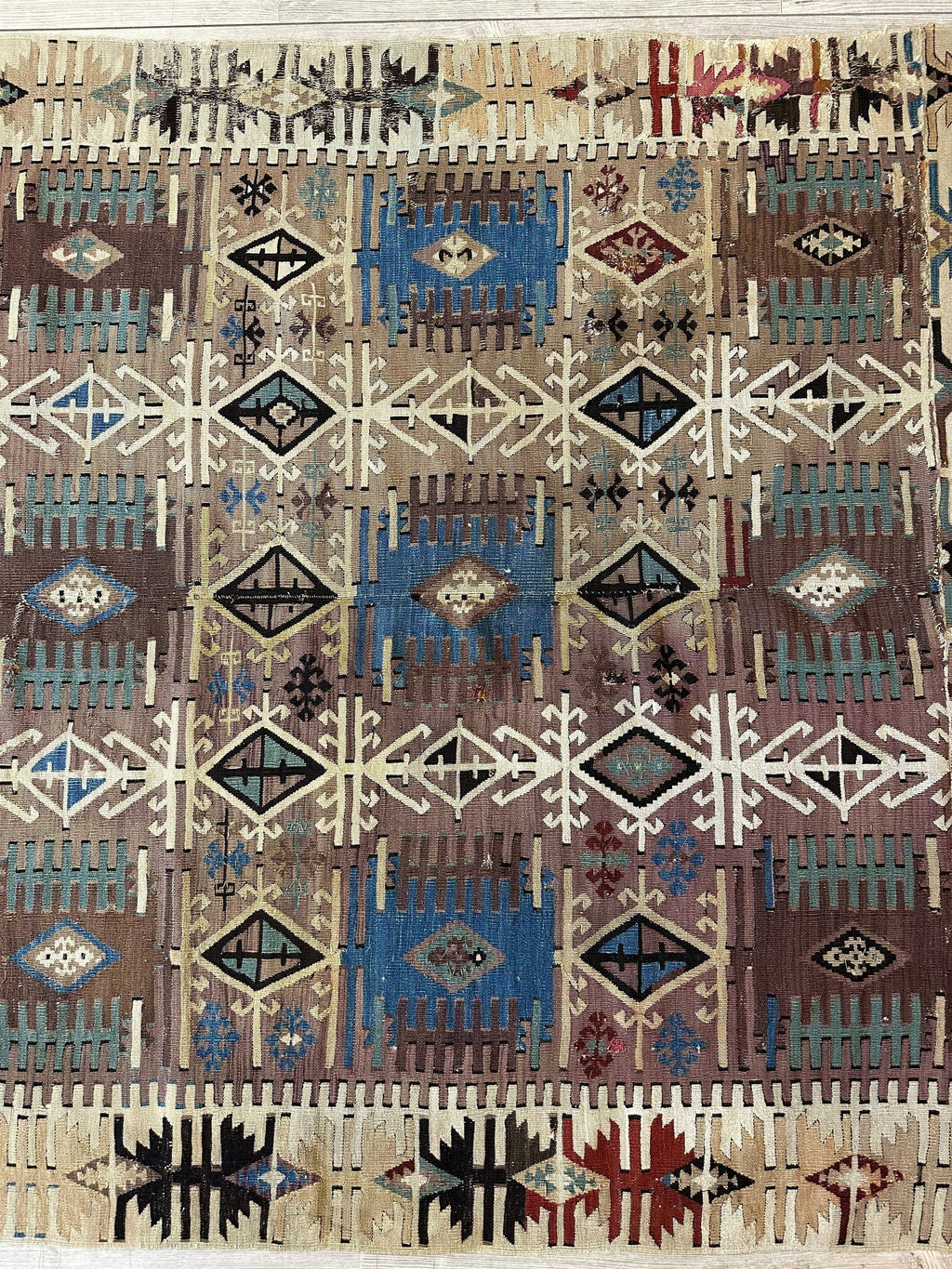 Anatolian 19th C Antique One Of A Kind Kilim Rug 5’ x 8’3”