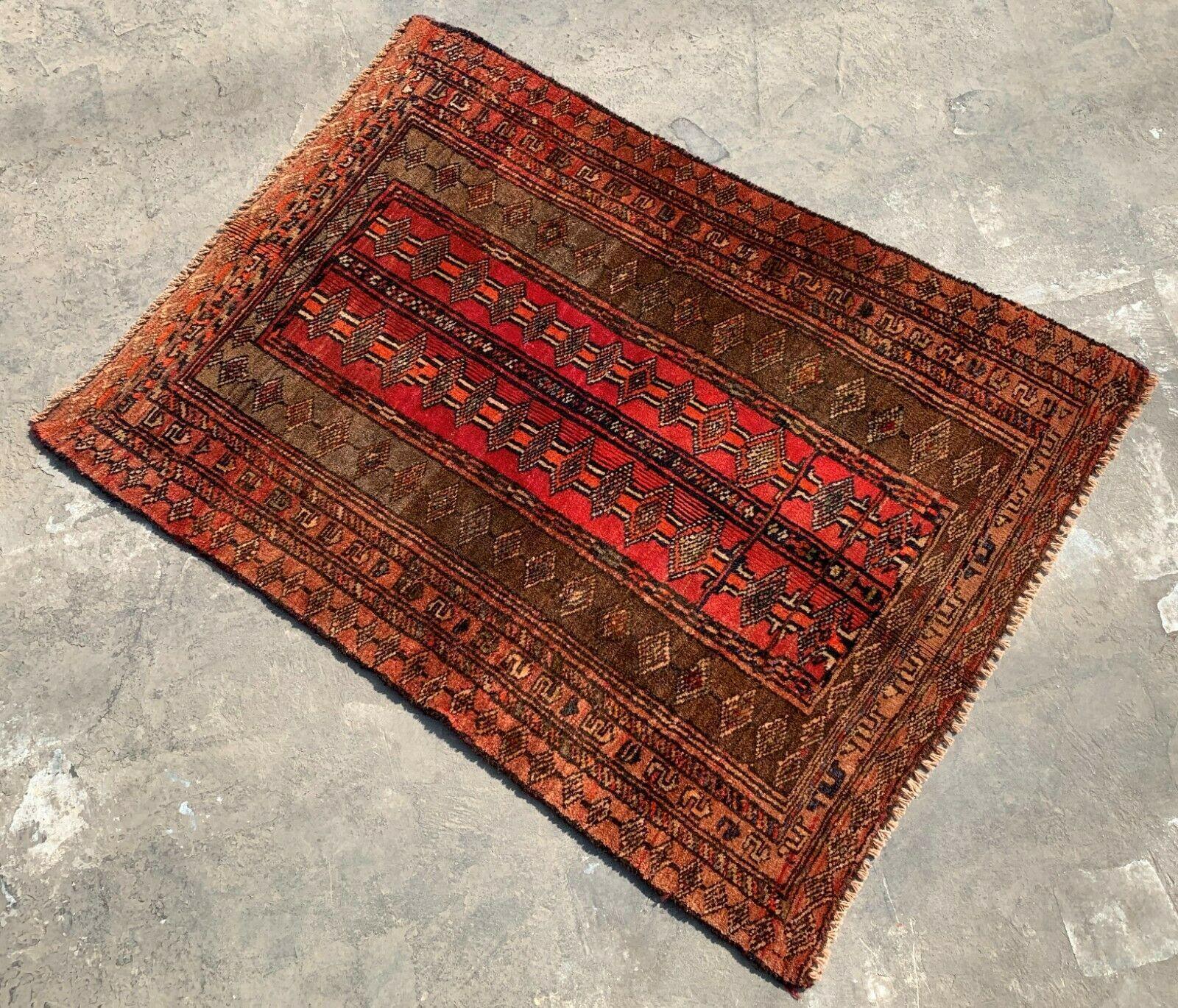 Elegant Vintage Afghani Taimani Balouch Area Rug 3'4" × 2'5"
