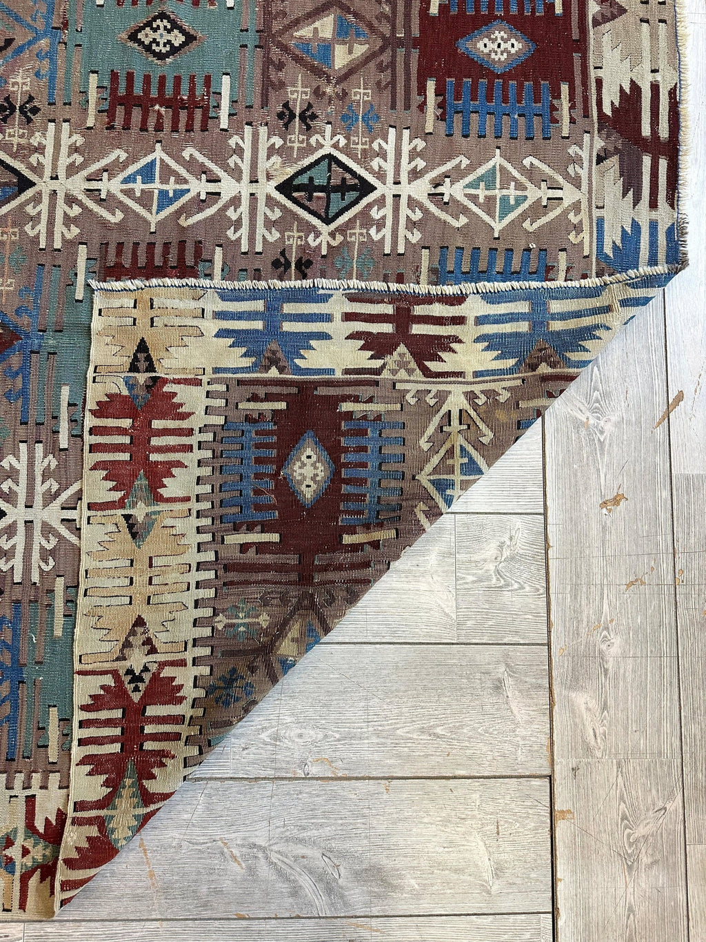 Anatolian 19th C Antique One Of A Kind Kilim Rug 5’ x 8’3”