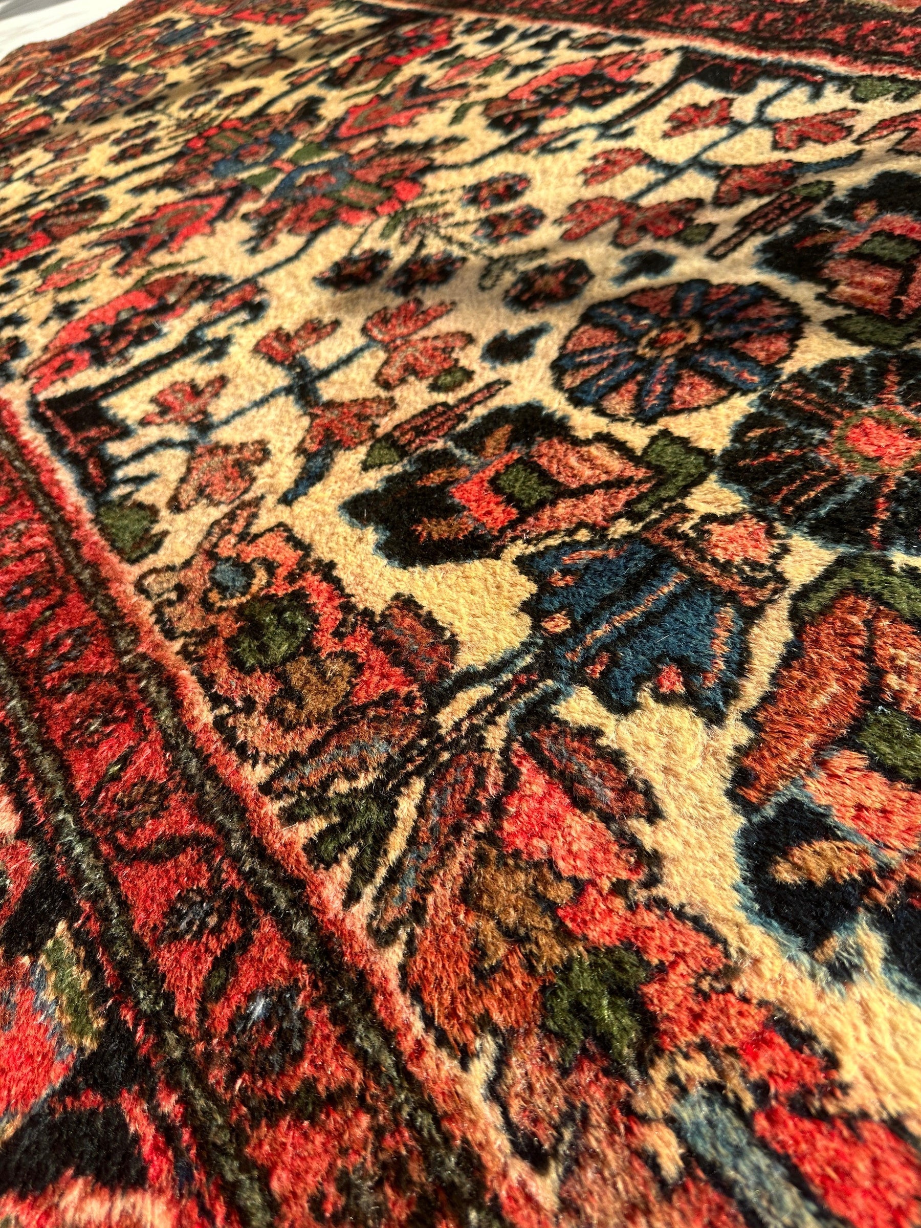 Hand-knotted Persian Hamadan Wool Rug 3'9" × 6'10"