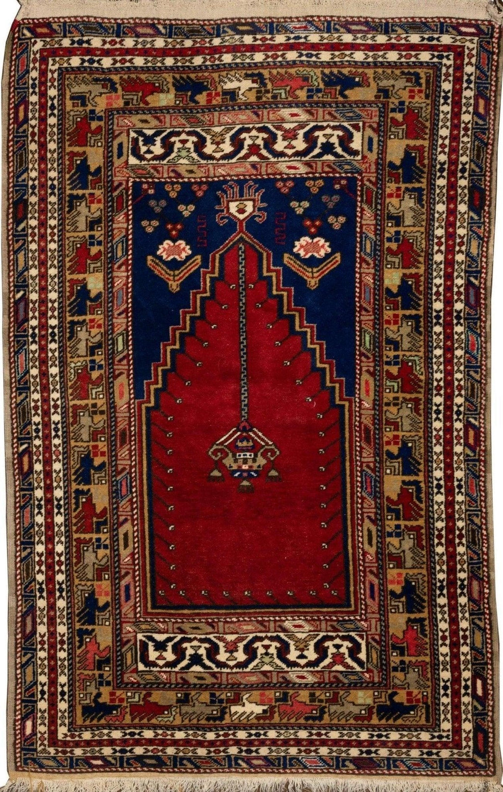 Vintage Wool Anatolian Prayer Rug 4' × 6'
