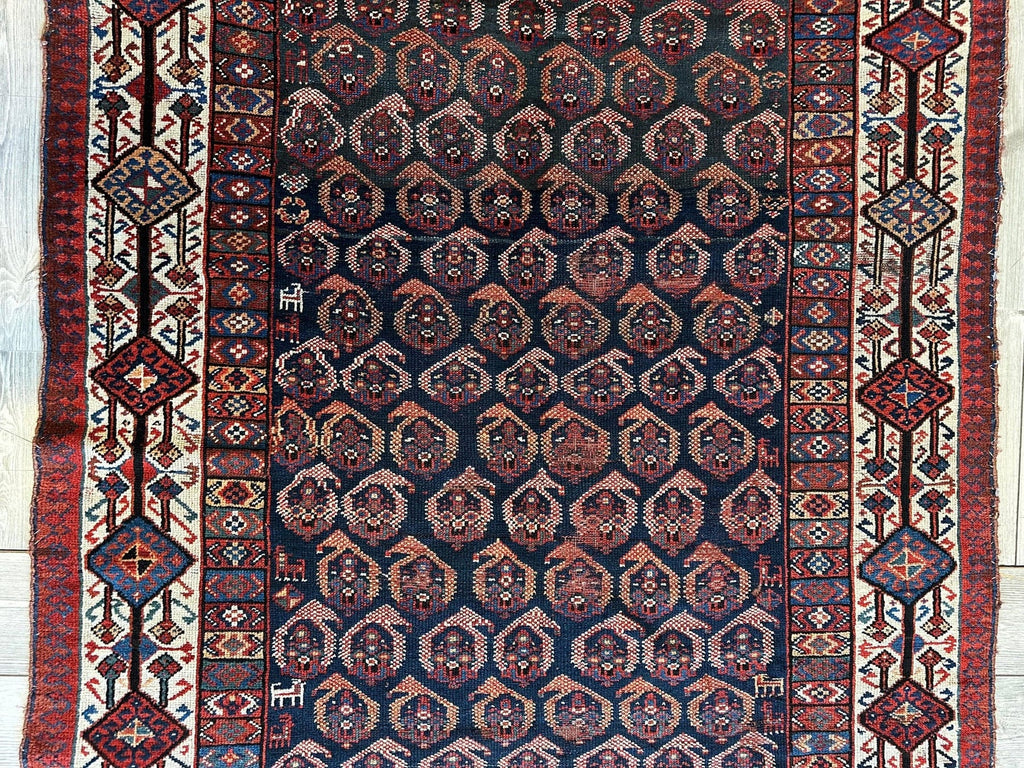 Antique All Over Paisley Kurdish Afshar Rug 4'5" × 8'11"