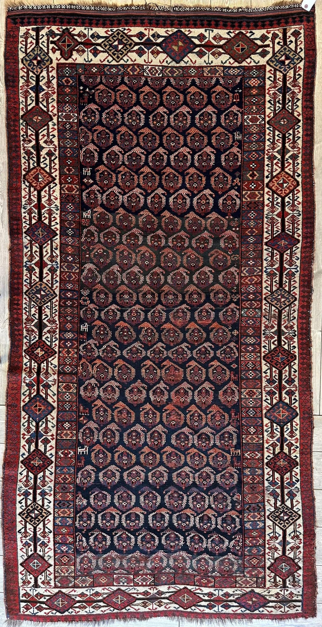 Antique All Over Paisley Kurdish Afshar Rug 4'5" × 8'11"
