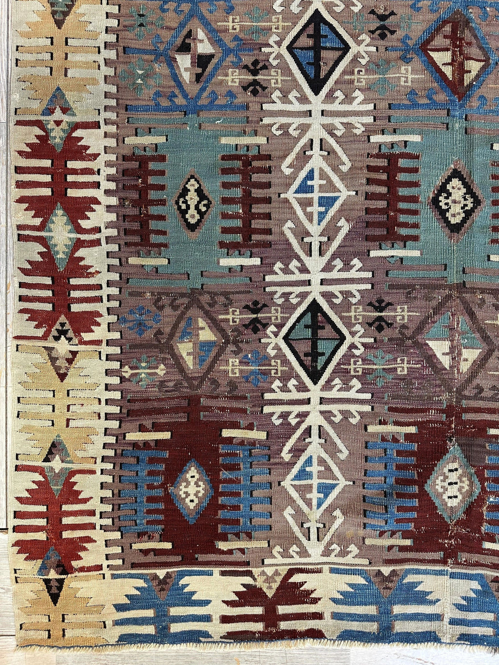 Anatolian 19th C Antique One Of A Kind Kilim Rug 5’ x 8’3”